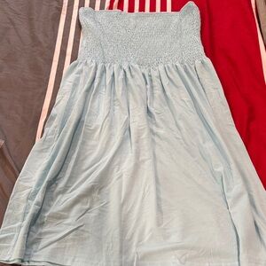Elegant Light Blue Smocked Women's Skirt